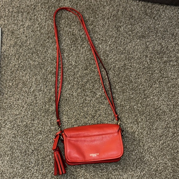 Coach Red Leather Crossbody Bag - Picture 2 of 12